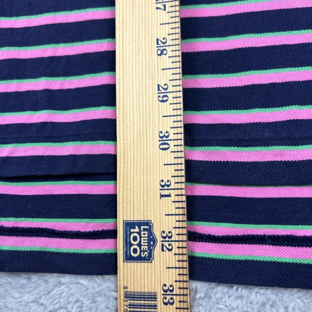 Polo Golf Ralph Lauren Mens XL Pima Cotton Navy‎ Pink Green Stripe Preppy